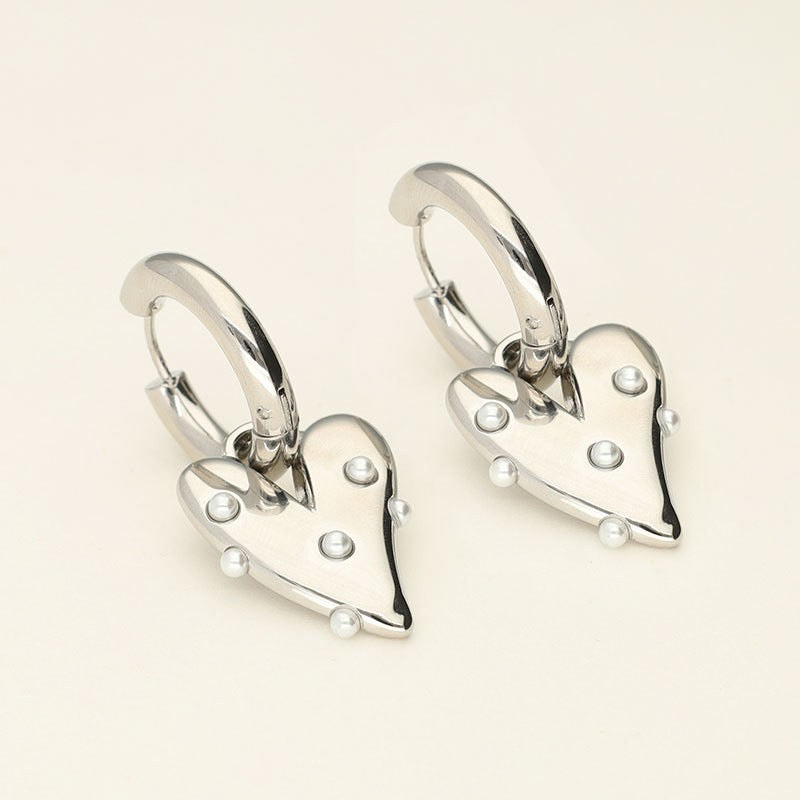 Loving Pearl Silver Hoops