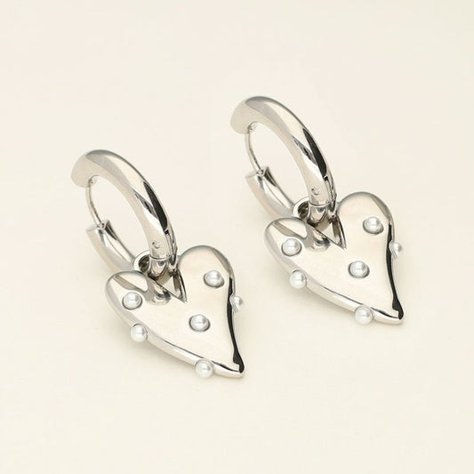 Loving Pearl Silver Hoops