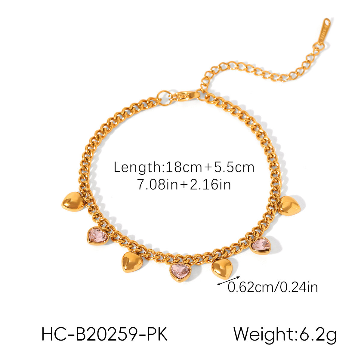 Pinky Hearts Bracelet