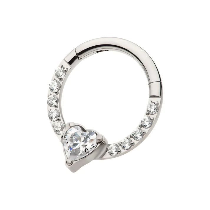 Silver Heart Clicker Hoop