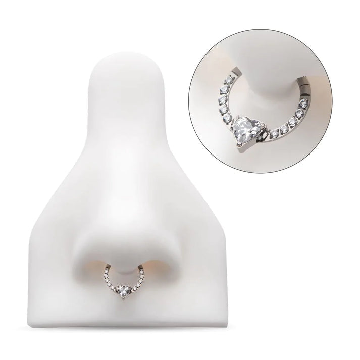 Silver Heart Clicker Hoop