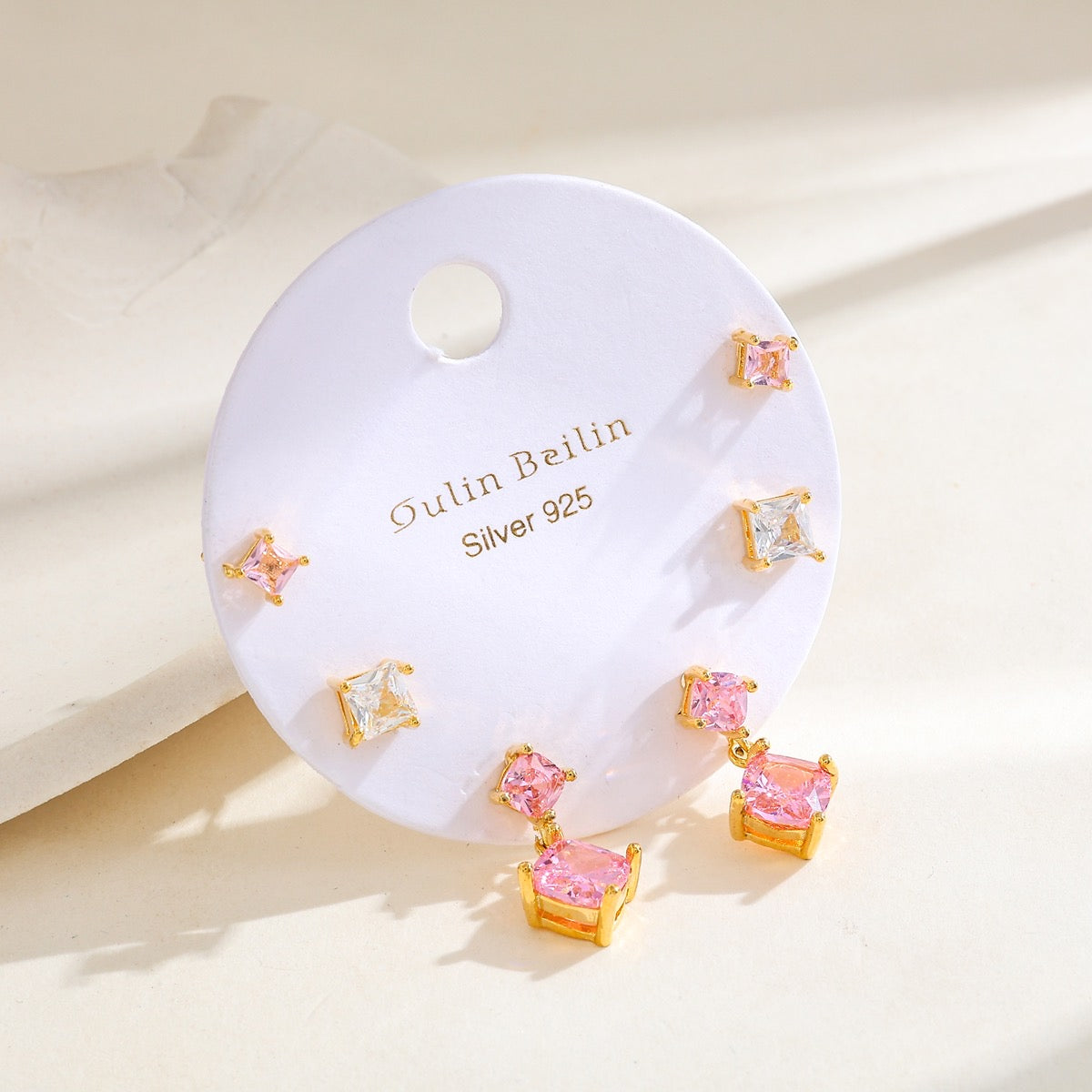 Pinky Crystal Earrings Studs