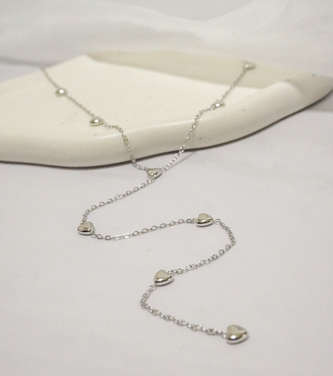 Dangling Hearts Silver Necklace