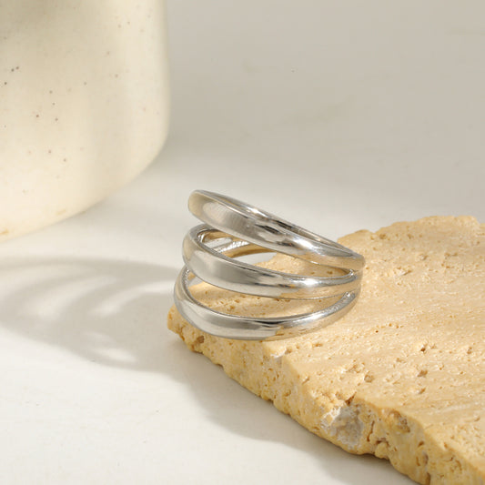 Layered Form Silver Ring