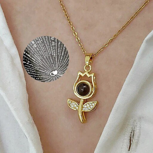 Tulipán Te amo en 100 idiomas Collar